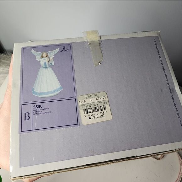 Lladro Figurine Christmas Tree Topper Angel Harp Mint  Made Spain - Picture 4 of 9